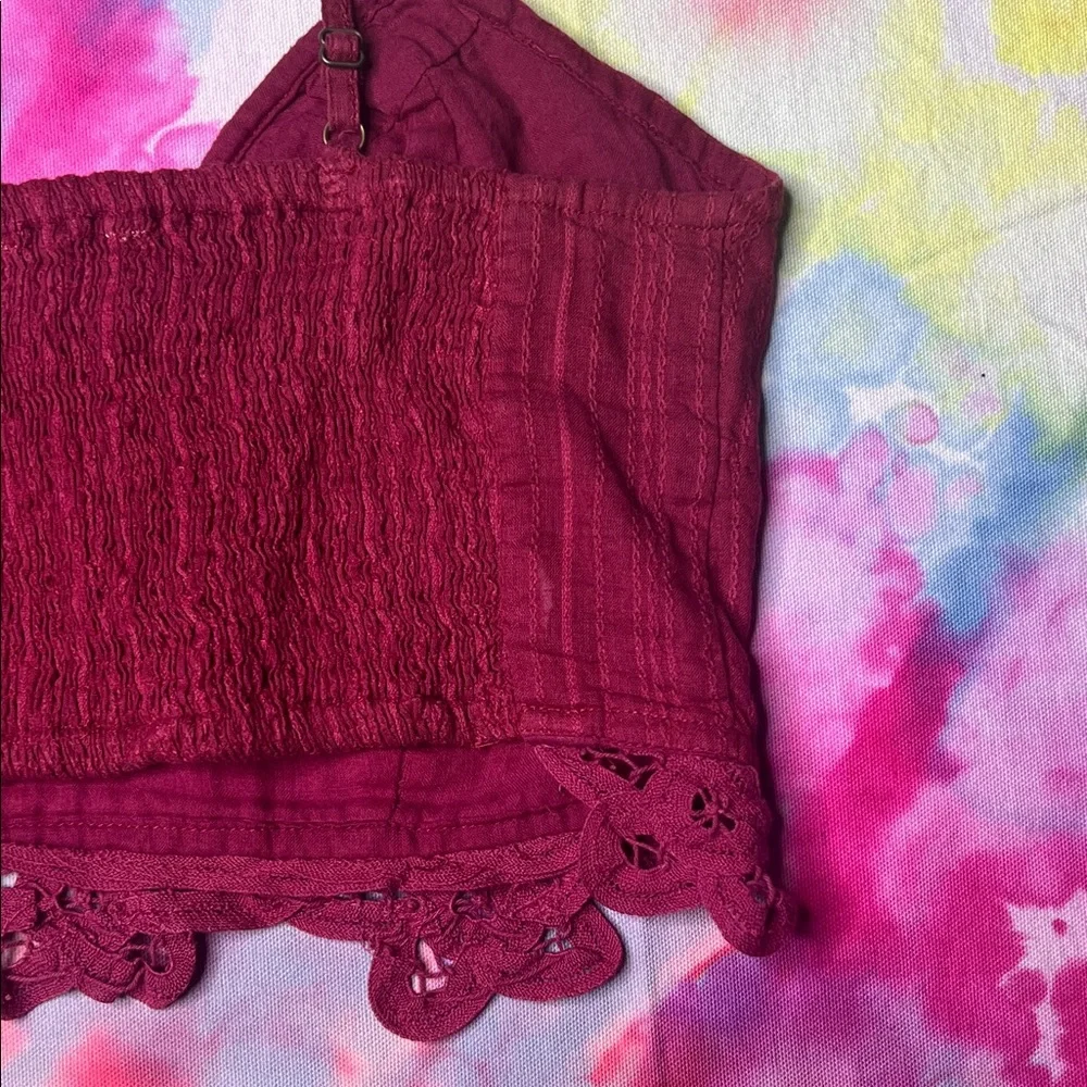 🌸 Free People Burgundy Red ish Crop Top • Lace Dreams 💖✨ - Picture 4 of 10